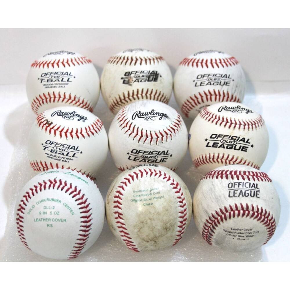 Rawlings Diamond Little League Baseballs Lot 9 Mixed Practice Balls Mixed Condit